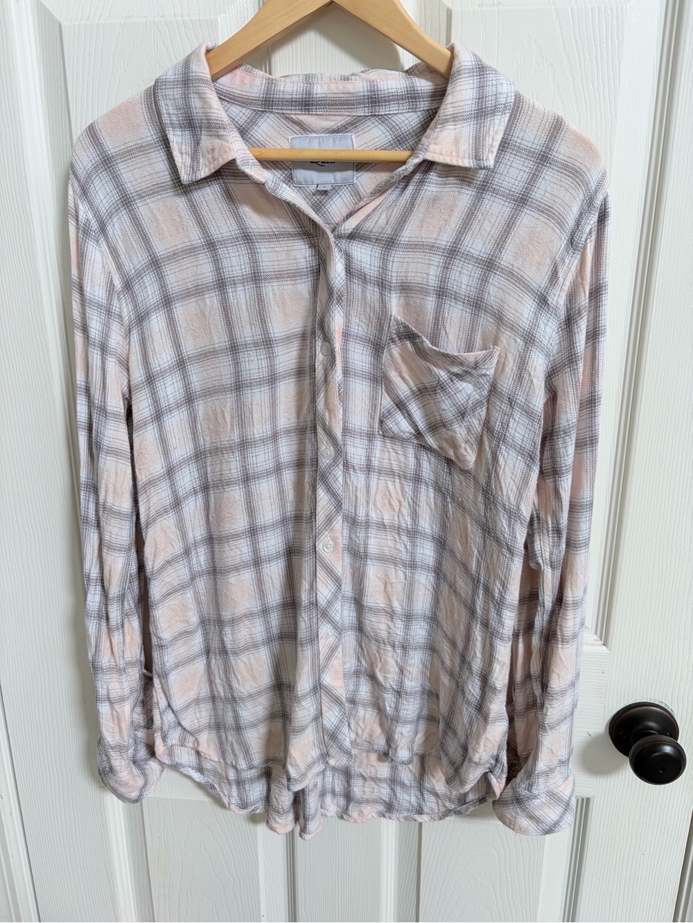 Rails Cream and Light Pink Plaid Button-Down Shirt Hunter Blush/Dove/White